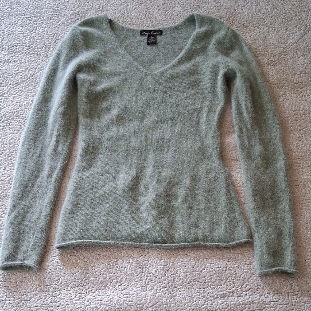 Marisa Christina Sage Angora Blend V-Neck Sweater Small